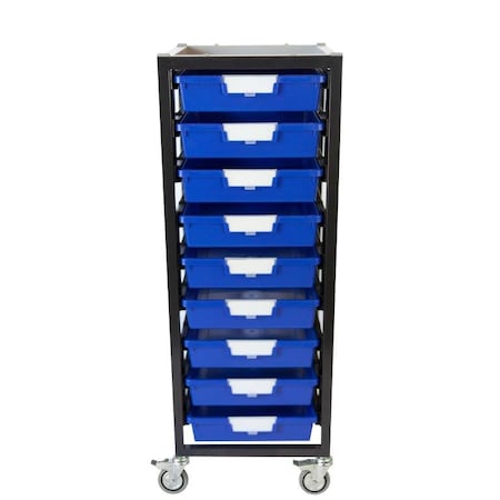 Storsystem Commercial Grade Mobile Bin Storage Cart with 9 Blue High Impact Polystyrene Bins/Trays CE2097DG-9SPB